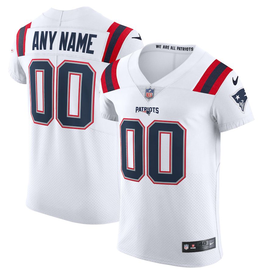 Men New England Patriots Nike White Vapor Elite Custom NFL Jersey